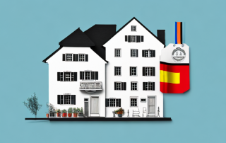 A typical german house with a price tag hanging off of it