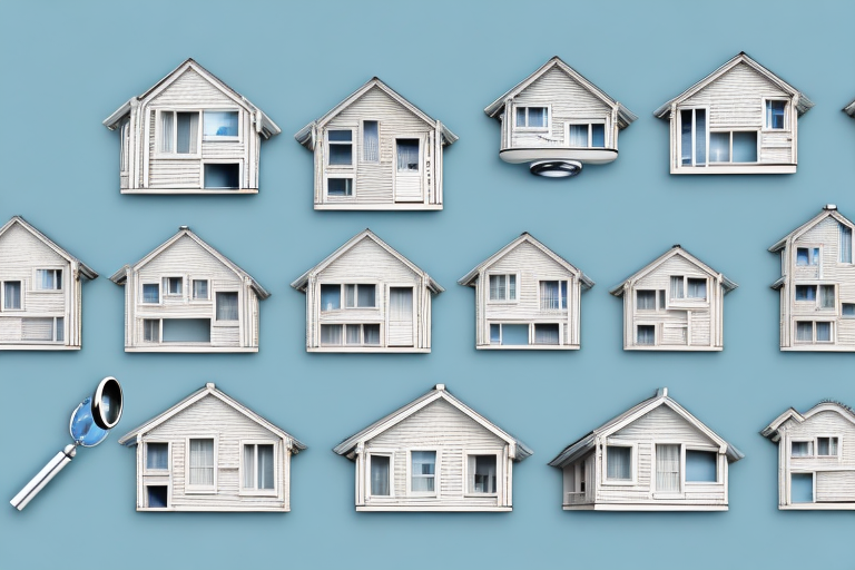Several different styles of prefabricated houses lined up for comparison