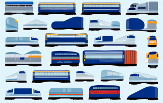 Various transportation modes such as trains