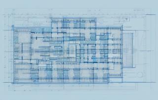 An architectural blueprint of a building