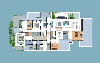 A two-story house with a visible floor plan showcasing a 150 sqm space