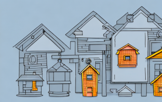 A house with price tags on different parts like the roof