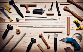 Various carpentry tools such as a hammer