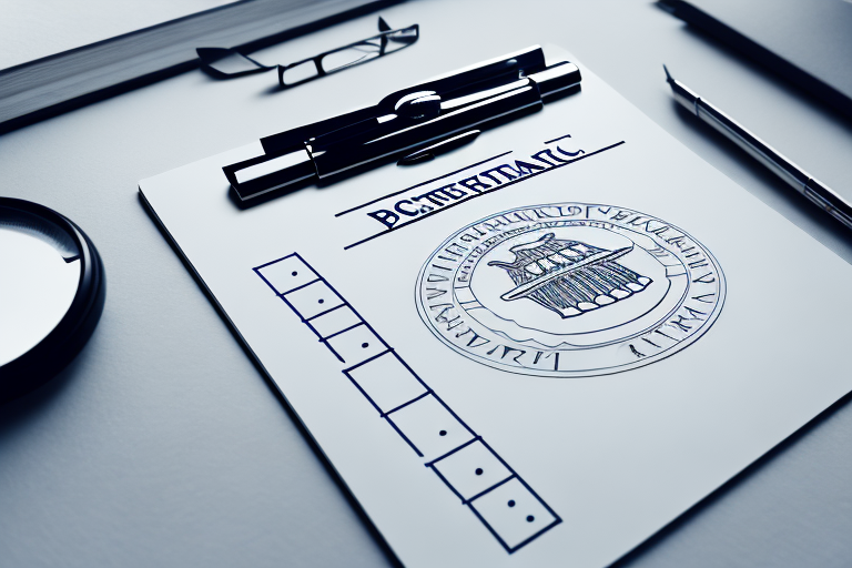 A government building surrounded by symbolic elements like a clipboard with a checklist for procurement