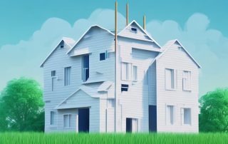 A single-family house in the process of being built