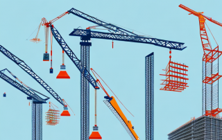 A modern crane at a construction site with various technological enhancements