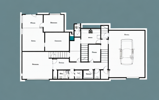 A floor plan for a single-family house with a double garage