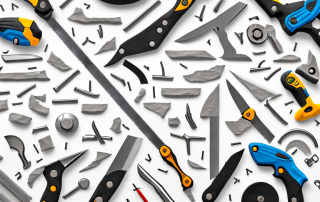 Various tools and materials used in drywall construction