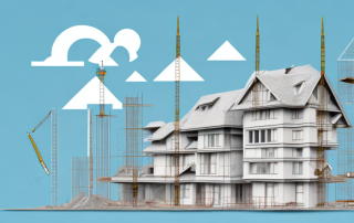 A house under construction with various tools and materials around