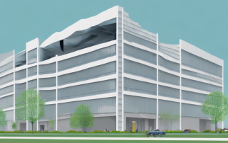 A commercial building undergoing transformation into a residential space