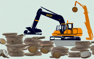 Various construction equipment like a crane