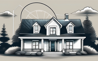 A house with a large symbolic magnifying glass hovering over it