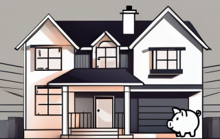 A house under construction with a piggy bank and a contract