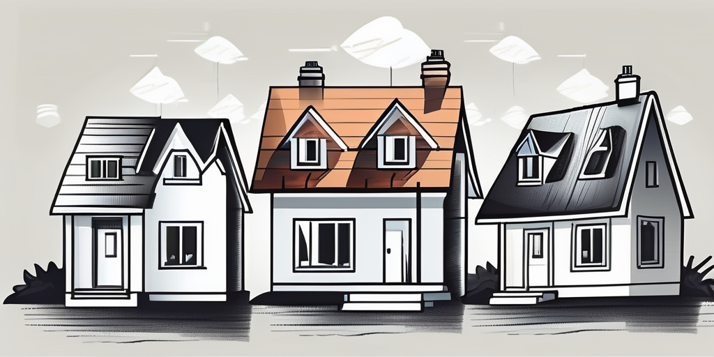 Several different types of houses with price tags attached