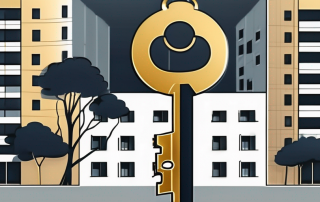 A modern apartment building with a large