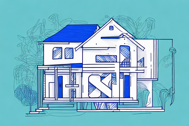 A typical single-family house with a measuring tape extended around it to represent its average size
