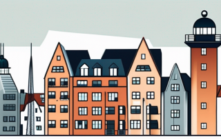 Several stylized apartment buildings