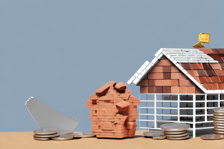 A house under construction with different elements like bricks