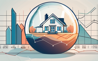A crystal ball reflecting a house and fluctuating graphs