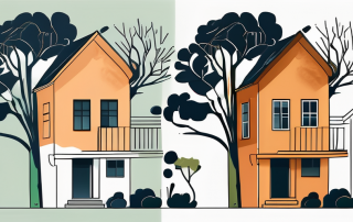 A house undergoing transformation with elements showing the passage of 15 years