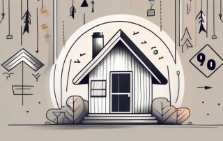 A cozy house with a price tag hanging off it