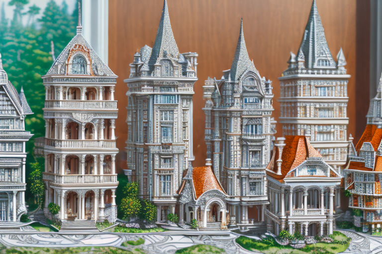 A variety of detailed and intricate miniature houses