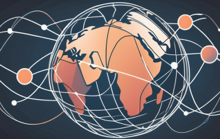 A digital globe with various interconnected nodes symbolizing the bza-id system in the digital world