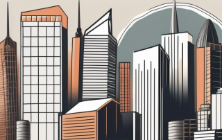 Various architectural structures like houses and skyscrapers