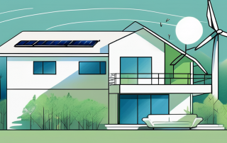 A house equipped with various energy-efficient features like solar panels