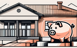 A house under construction with a piggy bank beside it