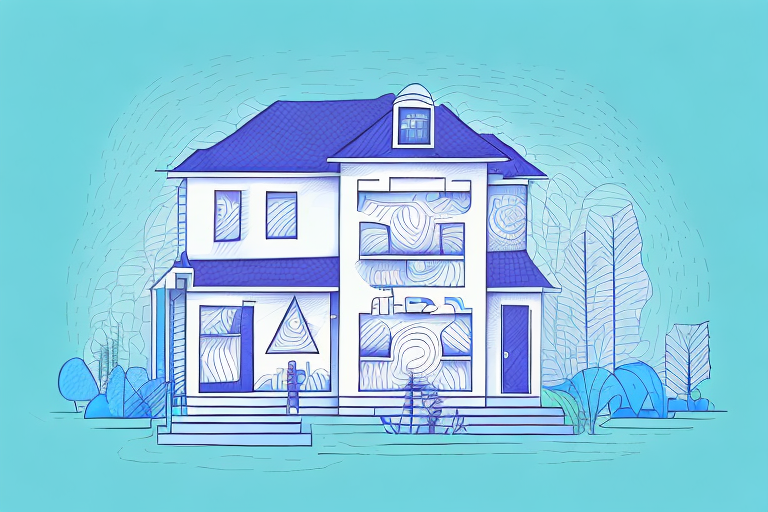 A typical single-family house with visible dimensions to highlight its size