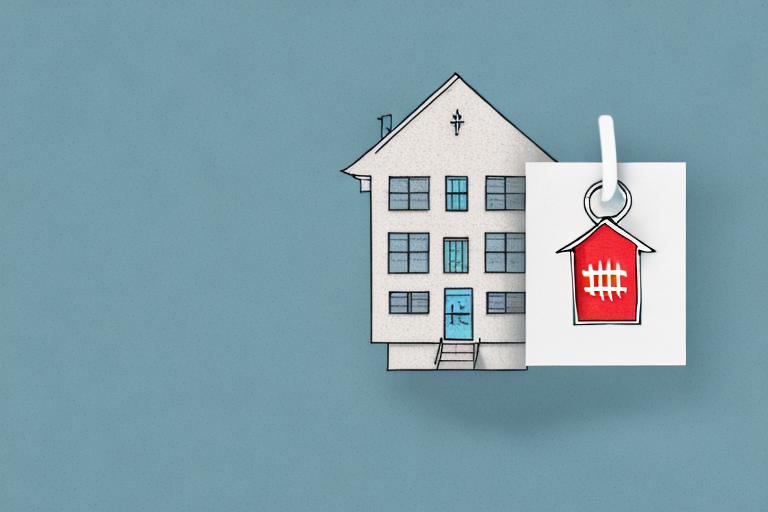 A single-family house with a price tag hanging off it