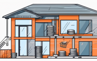 A house undergoing renovation with visible elements such as scaffolding