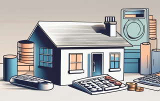 A house with a calculator and financial documents spread out on a table