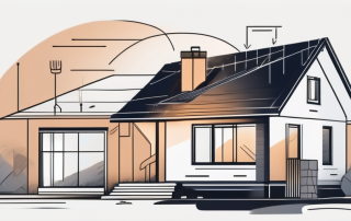 A house under construction with various tools and a mortgage contract nearby