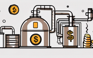 An energy-efficient oil condensing boiler with various symbols of financial incentives like coins