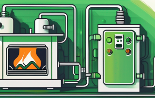 An energy-efficient gas heating system with a label indicating it's being subsidized