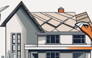 A house undergoing roof renovations with various tools and materials around