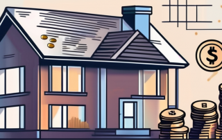 A house with a calculator and some coins