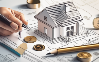 A family home with a symbolic key in the foreground