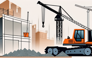 A construction site with a half-built house