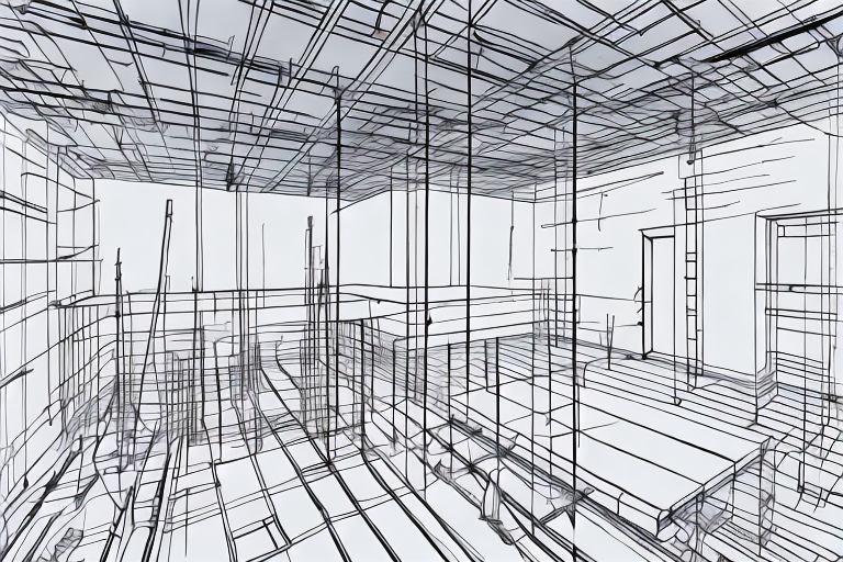 An interior construction scene