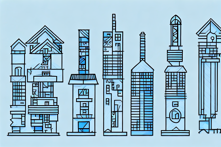 A variety of houses of different heights and architectural styles