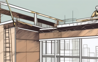 A rooftop under renovation with various construction tools and materials