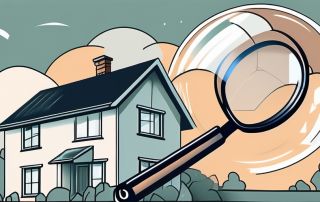 A house with a large magnifying glass hovering over it