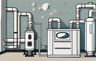 A pellet heating system with various components highlighted