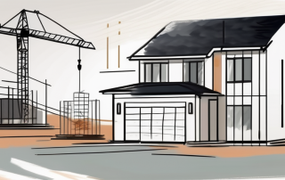 A construction site with a family house in progress