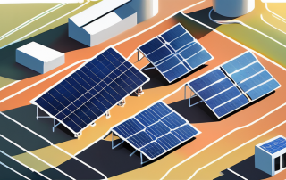 A miniature photovoltaic solar power plant with various components clearly highlighted