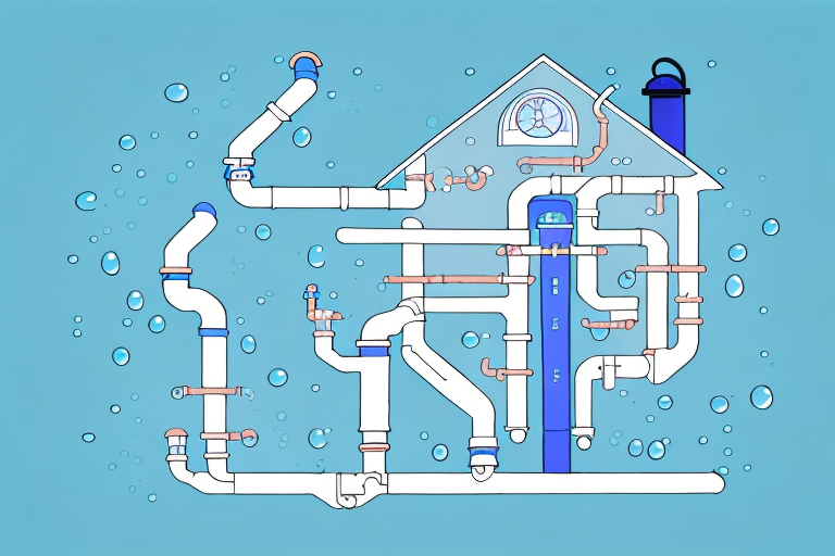 A residential house with visible water pipes and a water meter