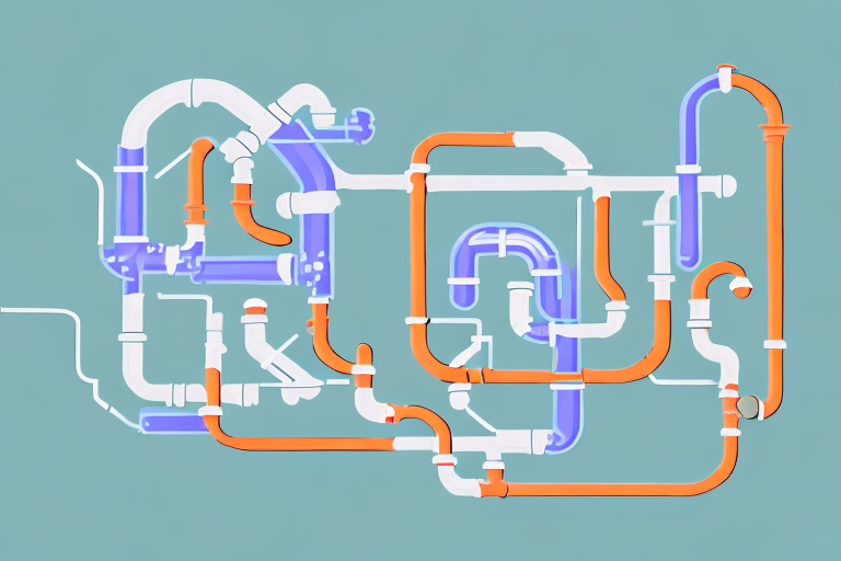 A residential property with visible underground pipelines leading to a main sewer line